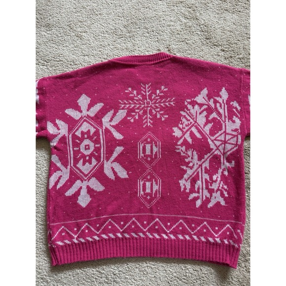 Vintage Christmas Holiday Sweater Pink G.F.C Ltd. Snowflakes Size Medium?? - Picture 6 of 6